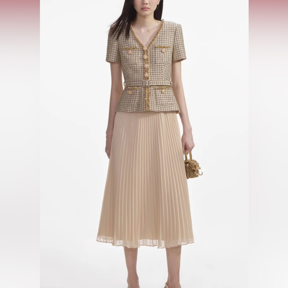 Self-Portrait Gold Boucle MIDI Dress